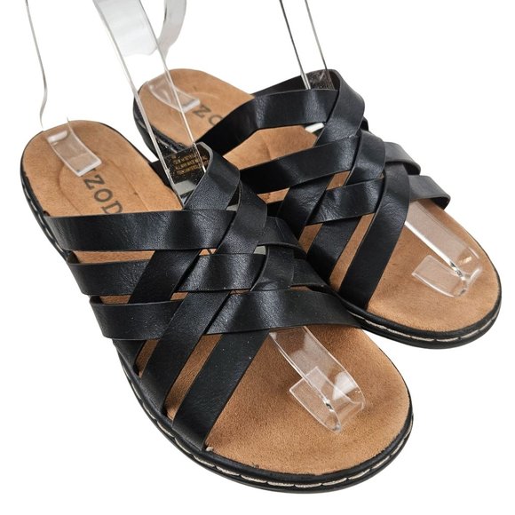 Izod Shoes - Izod Shoes Womens 6M Black Strappy Slip On Sandals Slaight Casual Comfort
